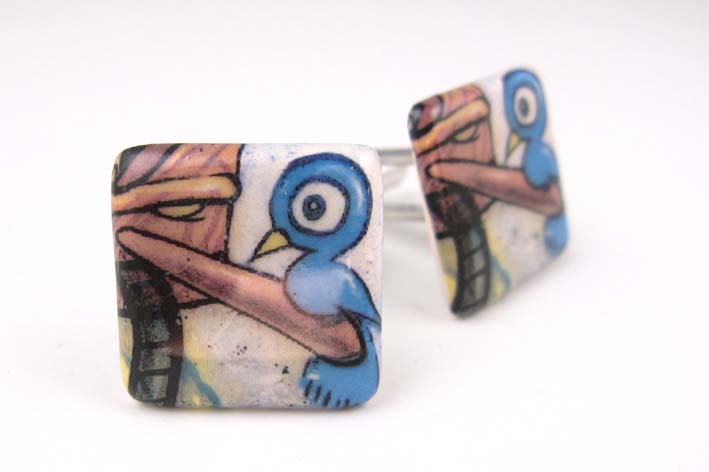 View Bird graffiti Stokes croft cufflinks